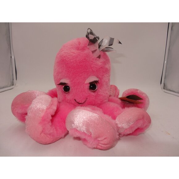 The Petting Zoo Pink Octopus Plush 12 Inch Glitter Eyes Stuffed Animal Toy - Picture 1 of 10